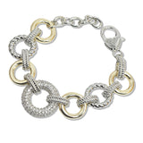 107453, 14K GOLD PLATED CUTOUT ROUND CUBIC ZIRCONIA ACCENT DESIGNER INSPIRED BRACELET