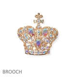 102200, CROWN CRYSTAL RHINESTONE PIN BROOCH