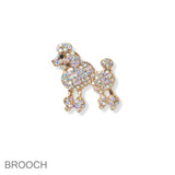 102201, POODLE DOG CRYSTAL RHINESTONE PIN BROOCH