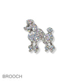 102201, POODLE DOG CRYSTAL RHINESTONE PIN BROOCH