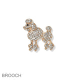 102201, POODLE DOG CRYSTAL RHINESTONE PIN BROOCH