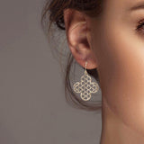 102203, QUATREFOIL CUTOUT PATTERN METAL EARRING