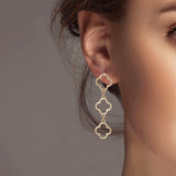 102204, QUATREFOIL CUTOUT METAL DROP DANGLE EARRING