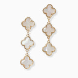 102205, MOTHER OF PEARL QUATREFOIL DROP DANGLE EARRING