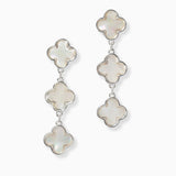 102205, MOTHER OF PEARL QUATREFOIL DROP DANGLE EARRING