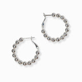 102212, 30MM BALL BEADED ROUND HOOP EARRING