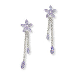102220, FLOWER CUBIC ZIRCONIA CRYSTAL RHINESTONE DROP DANGLE EARRING