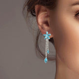 102220, FLOWER CUBIC ZIRCONIA CRYSTAL RHINESTONE DROP DANGLE EARRING