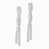 102223, BAGUETTE CUBIC ZIRCONIA LONG DROP EARRING