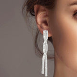 102223, BAGUETTE CUBIC ZIRCONIA LONG DROP EARRING