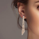 102224, BAGUETTE CUBIC ZIRCONIA LONG DROP EARRING