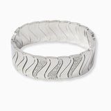 102229, CRYSTAL RHINESTONE ACCENT STAINLESS STEEL HINGED BANGLE BRACELET