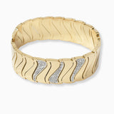 102229, CRYSTAL RHINESTONE ACCENT STAINLESS STEEL HINGED BANGLE BRACELET