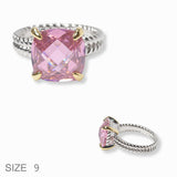 102231, TWO TONE WITH PINK CUBIC ZIRCONIA DESIGNER INSPIRED RING