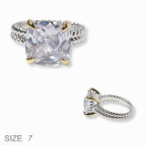 102231, TWO TONE WITH CLEAR CUBIC ZIRCONIA DESIGNER INSPIRED RING
