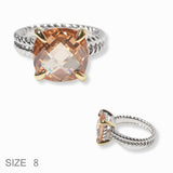 102231, TWO TONE WITH TOPAZ CUBIC ZIRCONIA DESIGNER INSPIRED RING