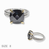 102231, TWO TONE WITH BLACK CUBIC ZIRCONIA DESIGNER INSPIRED RING