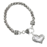102239, HEART CHARM FILIGREE METAL BRACELET