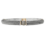 102241, CRYSTAL RHINESTONE ACCENT TEXTURED METAL STRETCH BRACELET