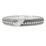 102244, CRYSTAL RHINESTONE ACCENT TEXTURED METAL STRETCH BRACELET