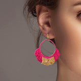 102253, SEED BEADED DANGLE EARRING