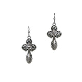 102257, CROSS FILIGREE METAL DANGLE EARRING