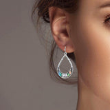 102266, HAMMERED ABALONE ACCENT TEARDROP EARRING