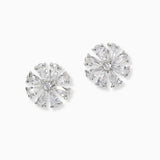 102287, FLOWER CUBIC ZIRCONIA STUD EARRING