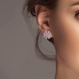 102287, FLOWER CUBIC ZIRCONIA STUD EARRING