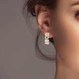 102288, MARQUISE ACCENT CUBIC ZIRCONIA HOOP EARRING