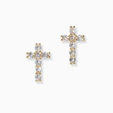 102289, CROSS CUBIC ZIRCONIA STUD EARRING