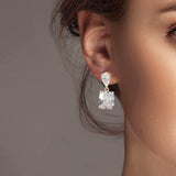 102291, GEOMETRIC CUBIC ZIRCONIA DANGLE EARRING