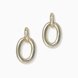 102293, 14K GOLD PLATED, OVAL CRYSTAL RHINESTONE ACCENT EARRING