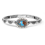 102302, WESTERN OVAL TURQUOISE STONE STRETCH BRACELET