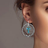 102304, WESTERN CROSS WITH NAVAJO BEADED EARRING