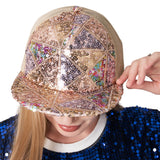 102316, GEOMETRIC SEQUIN ACCENT MESH SNAPBACK CAP