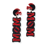 102319, FOOTBALL "MOM" GLITTER ACRYLIC DANGLE EARRING