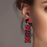 102319, FOOTBALL "MOM" GLITTER ACRYLIC DANGLE EARRING