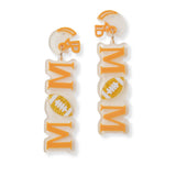 102319, FOOTBALL "MOM" GLITTER ACRYLIC DANGLE EARRING