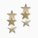 102329, TRIPLE STAR METAL DROP DANGLE EARRING