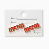 102343, "MOM" ENAMEL STUD EARRING