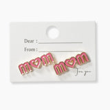 102343, "MOM" ENAMEL STUD EARRING