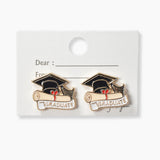 102344, "GRADUATE" CAP ENAMEL STUD EARRING