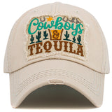 102359, "COWBOY & TEQUILA" WASHED VINTAGE BALL CAP