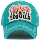 102359, "COWBOY & TEQUILA" WASHED VINTAGE BALL CAP