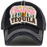 102359, "COWBOY & TEQUILA" WASHED VINTAGE BALL CAP