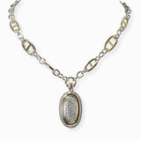 102366, 14K GOLD PLATED, OVAL CUBIC ZIRCONIA DESIGNER INSPIRED NECKLACE