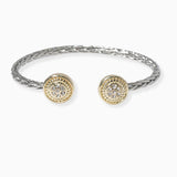 102382, ROUND CRYSTAL PAVE ACCENT DESIGNER INSPIRED CABLE CUFF BRACELET
