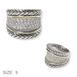 102384, DESIGNER INSPIRED MICRO PAVE CUBIC ZIRCONIA RING