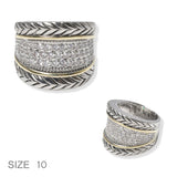 102384, DESIGNER INSPIRED MICRO PAVE CUBIC ZIRCONIA RING